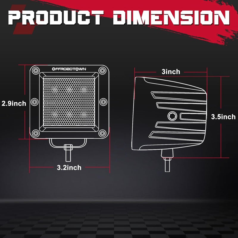 OFFROADTOWN LED Cubes, 3inch 120W CREE LED Pods Driving Lights Cubes Ditch Light Off Road Lights Reverse Light for Truck Pickup UTV ATV SUV Boat 4x4 Car - Diffusion Beam - Image 2